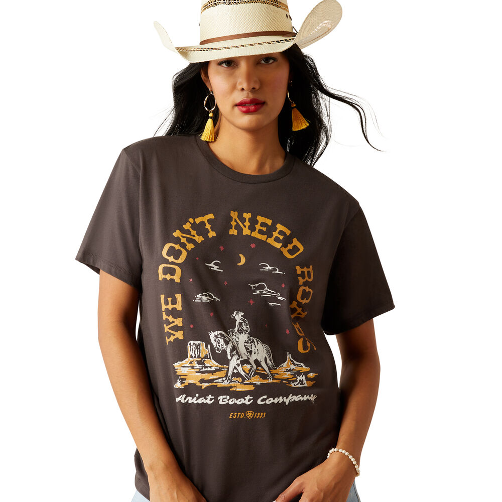 Ariat Womens No Roads S/S Tee (10055163) Vintage Black
