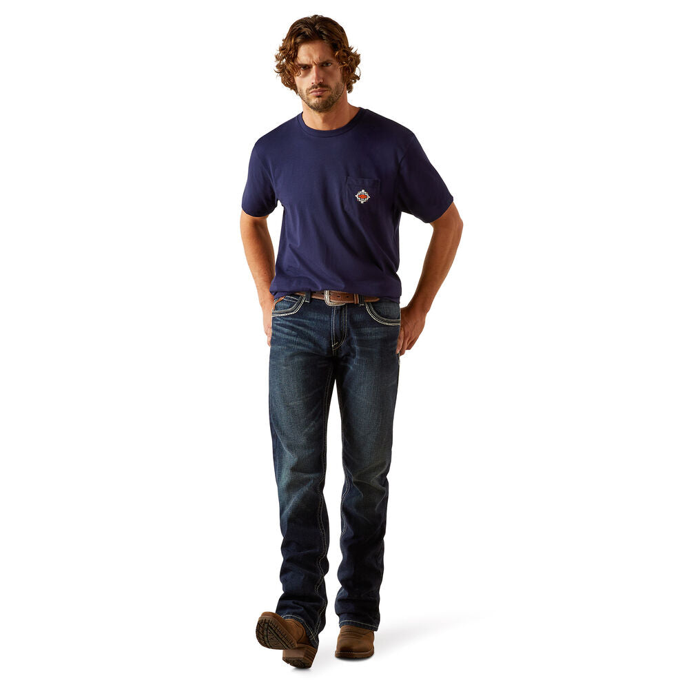 Ariat Mens Southwest Pocket S/S Tee (10054844) Classic Blue