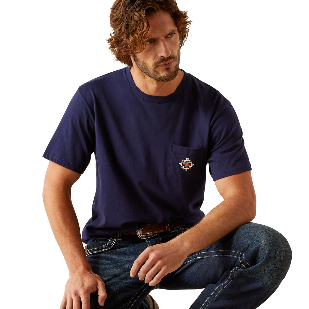 Ariat Mens Southwest Pocket S/S Tee (10054844) Classic Blue