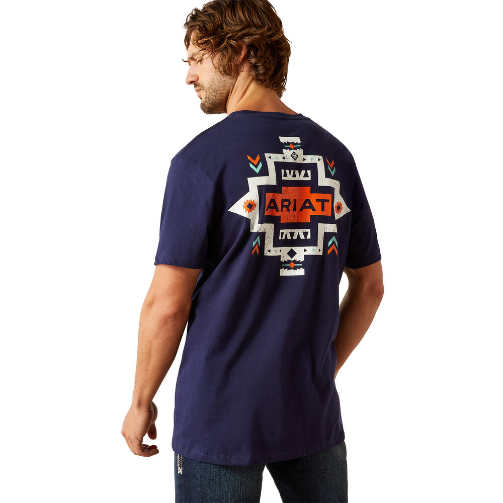 Ariat Mens Southwest Pocket S/S Tee (10054844) Classic Blue