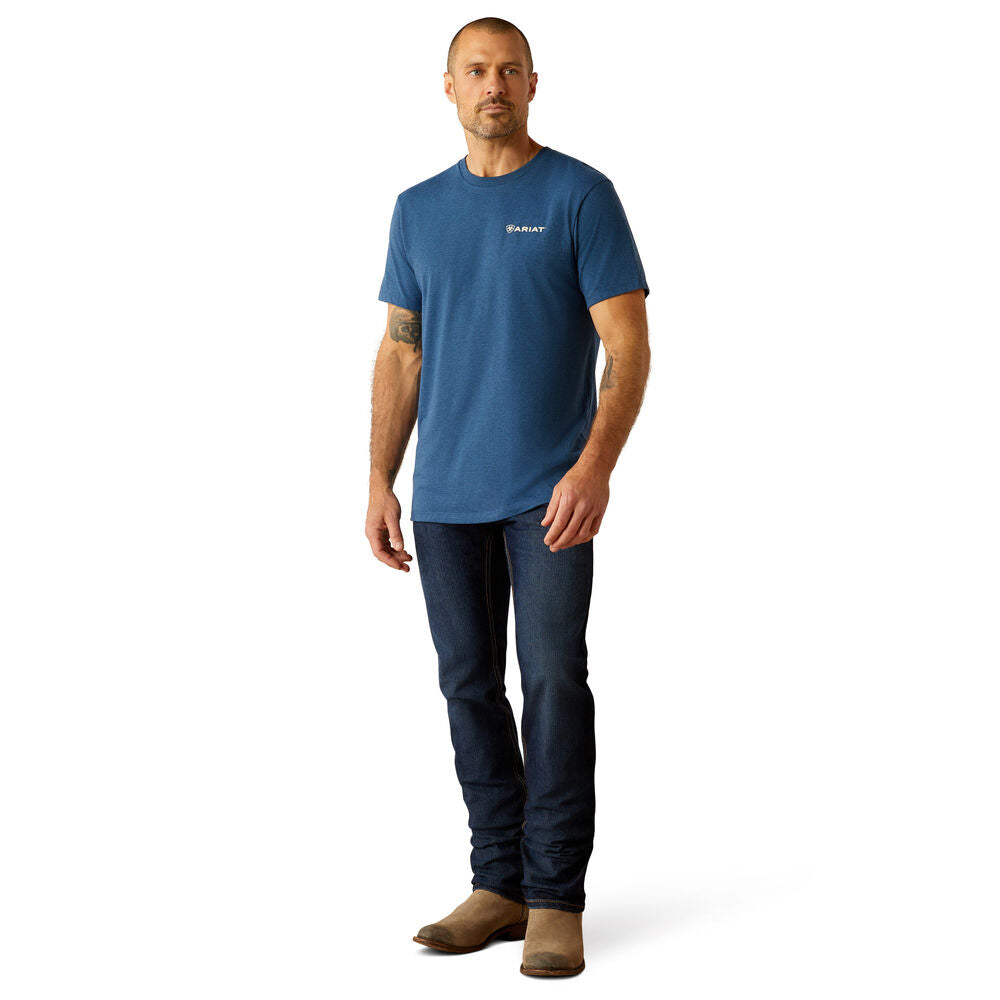 Ariat Mens Line Frame Hex S/S Tee (10054773) Denim Black Heather