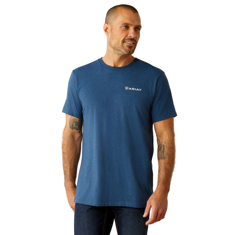 Ariat Mens Line Frame Hex S/S Tee (10054773) Denim Black Heather