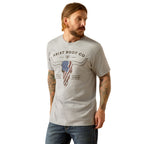 Ariat Mens Long Live Freedom S/S Tee (10054839) Grey Heather