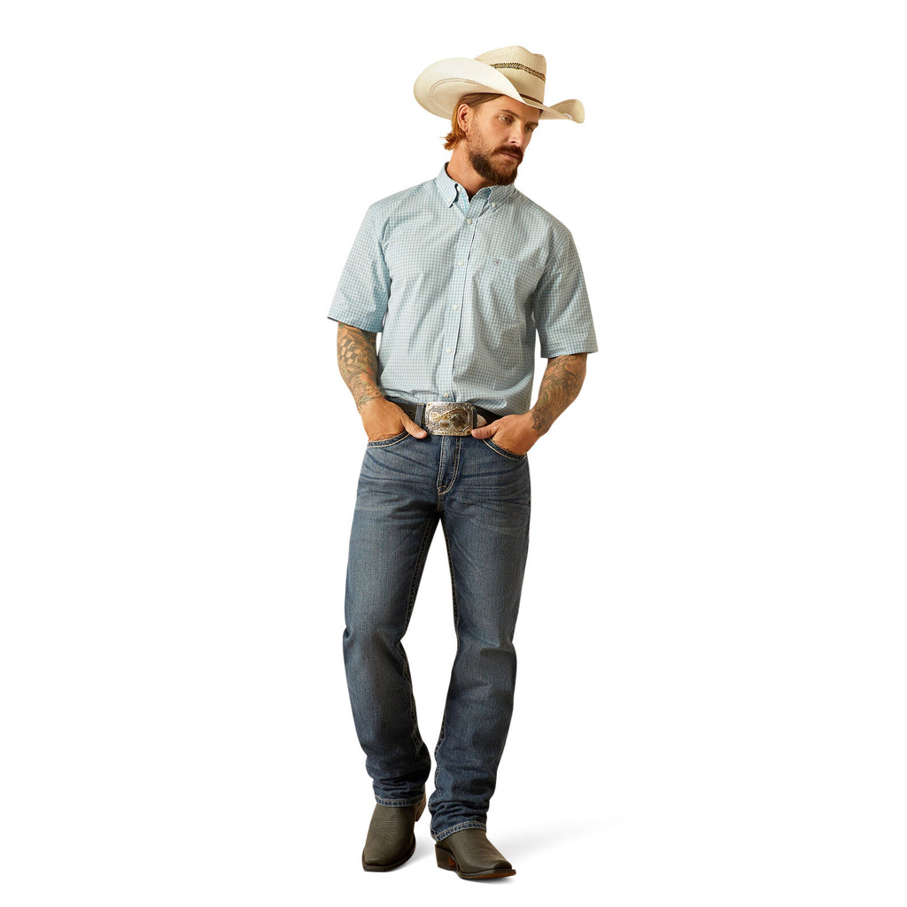 Ariat Mens Pro Series Glennie Classic Fit S/S Shirt (10054683) Turquoise