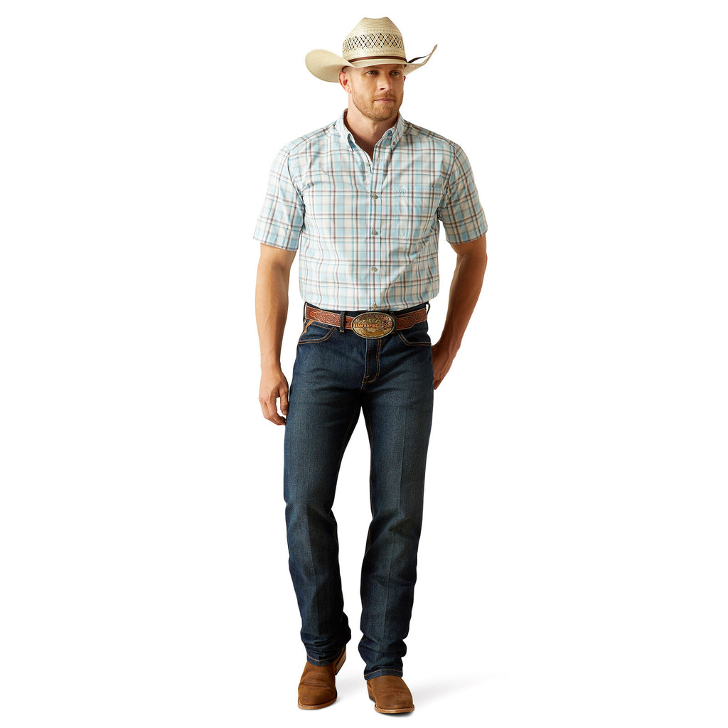 Ariat Mens Pro Series Geoffrey Classic Fit S/S Shirt (10054686) Light Turquoise