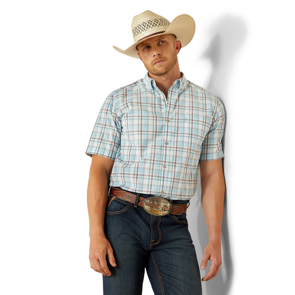 Ariat Mens Pro Series Geoffrey Classic Fit S/S Shirt (10054686) Light Turquoise