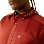 Ariat Mens Team Logo Twill Classic Fit L/S Shirt (10055288) Dark Red/Khaki
