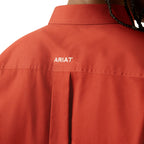 Ariat Mens Team Logo Twill Classic Fit L/S Shirt (10055288) Dark Red/Khaki