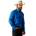 Ariat Mens Team Logo Twill Classic Fit L/S Shirt (10055237) Blue/Light Blue