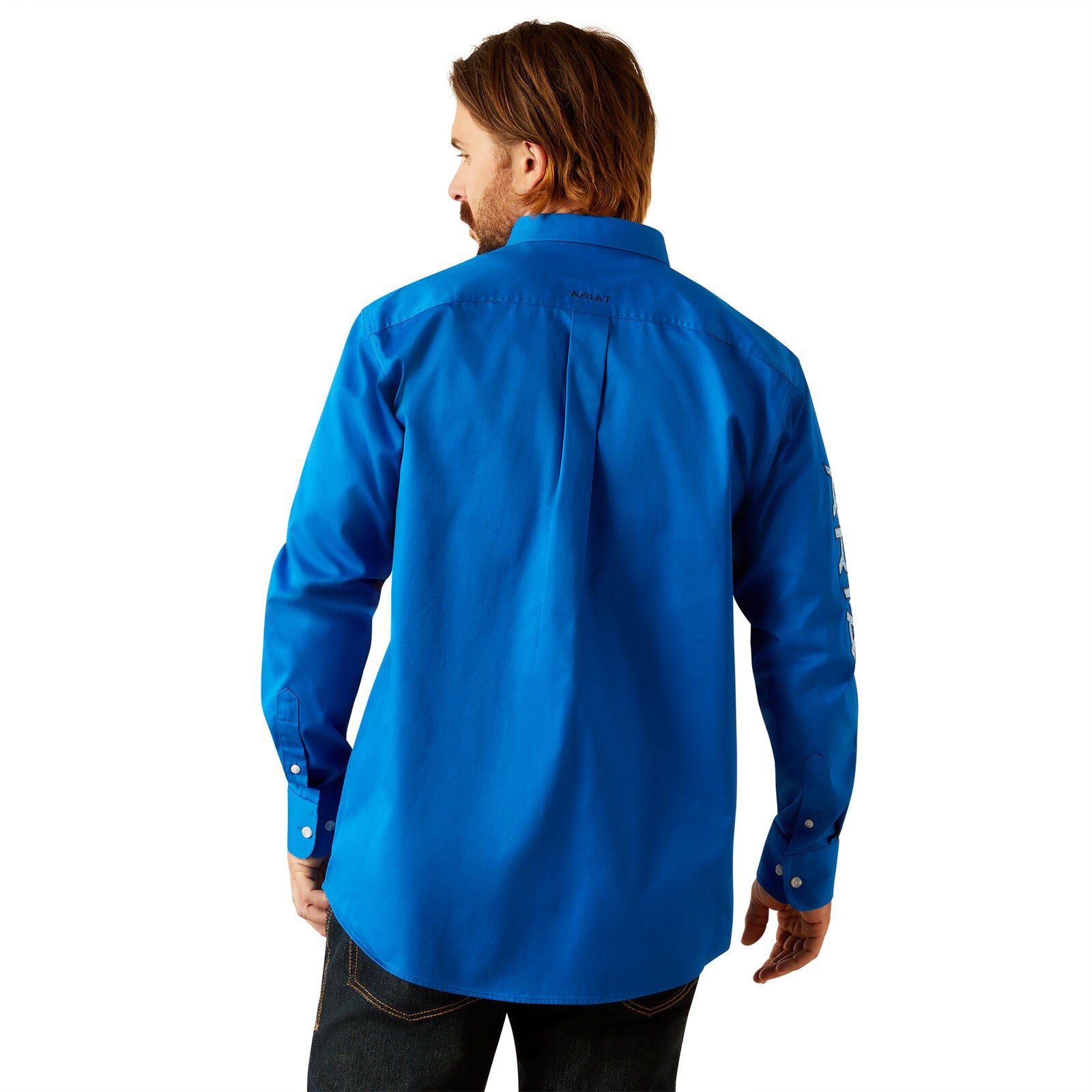 Ariat Mens Team Logo Twill Classic Fit L/S Shirt (10055237) Blue/Light Blue