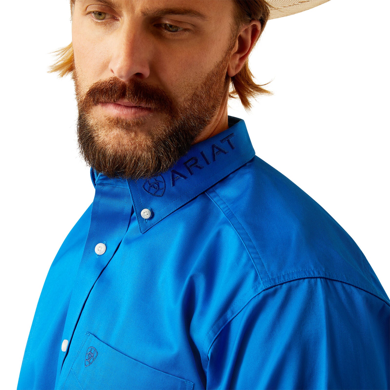 Ariat Mens Team Logo Twill Classic Fit L/S Shirt (10055237) Blue/Light Blue