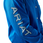 Ariat Mens Team Logo Twill Classic Fit L/S Shirt (10055237) Blue/Light Blue