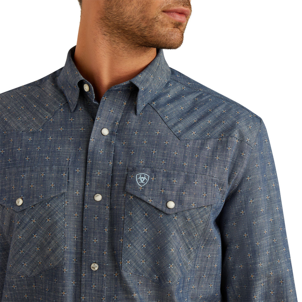 Ariat Mens Fenix Classic Fit Snap L/S Shirt (10054658) Chambray Blue