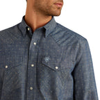 Ariat Mens Fenix Classic Fit Snap L/S Shirt (10054658) Chambray Blue