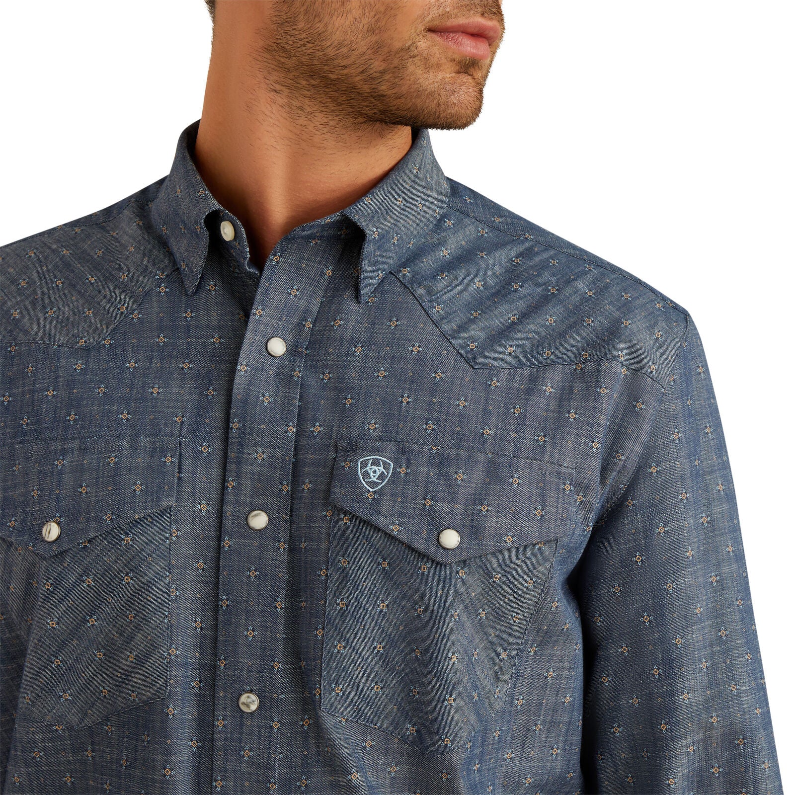 Ariat Mens Fenix Classic Fit Snap L/S Shirt (10054658) Chambray Blue