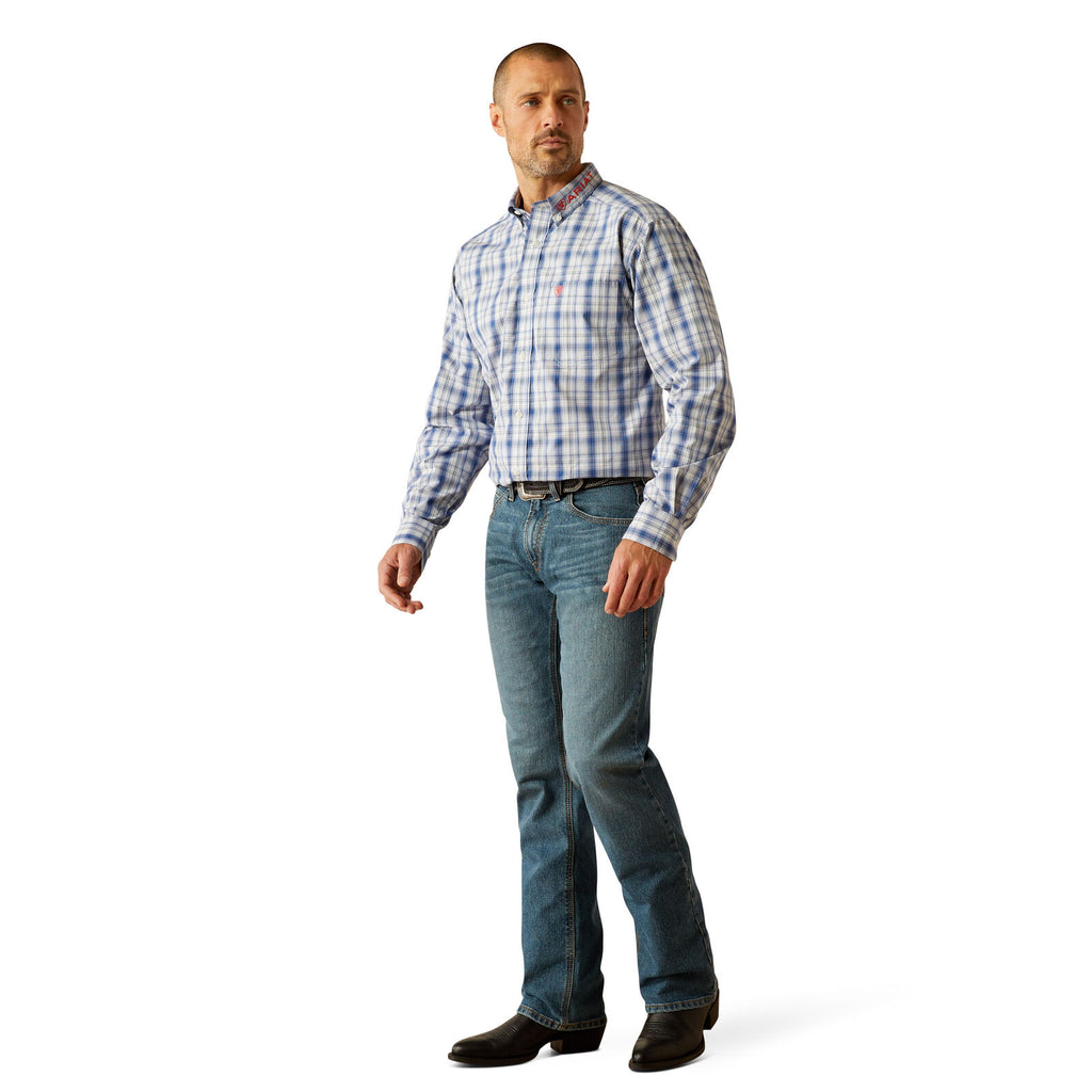 Ariat Mens Pro Series Ream Princeton Classic Fit L/S Shirt (10054734) Navy/Red