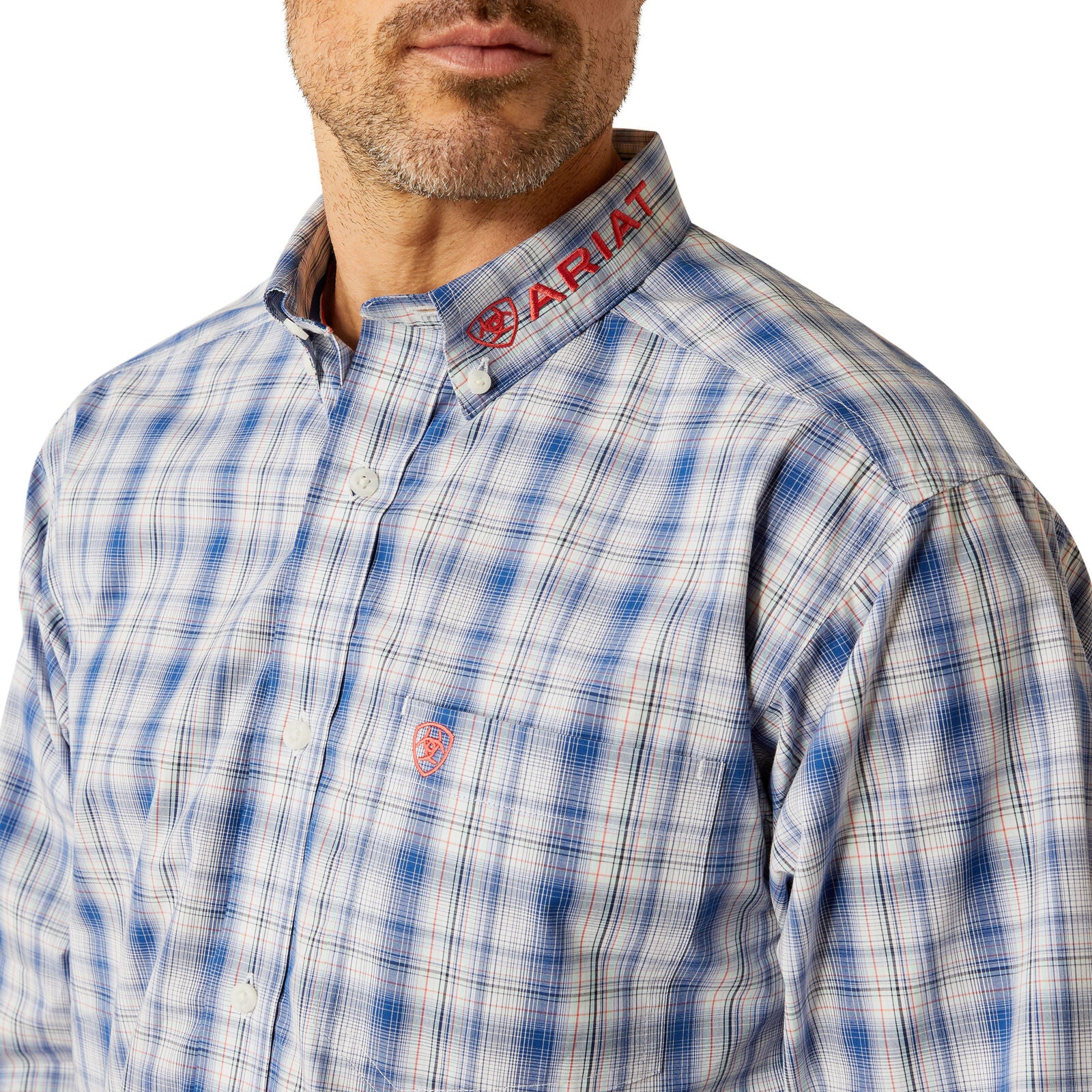 Ariat Mens Pro Series Ream Princeton Classic Fit L/S Shirt (10054734) Navy/Red