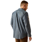 Ariat Mens Team Philibert Classic Fit L/S Shirt (10054732) Chambray Blue/Khaki
