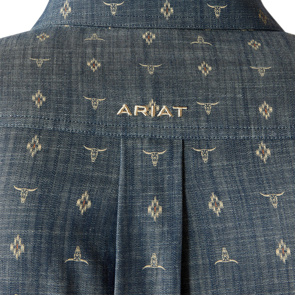 Ariat Mens Team Philibert Classic Fit L/S Shirt (10054732) Chambray Blue/Khaki