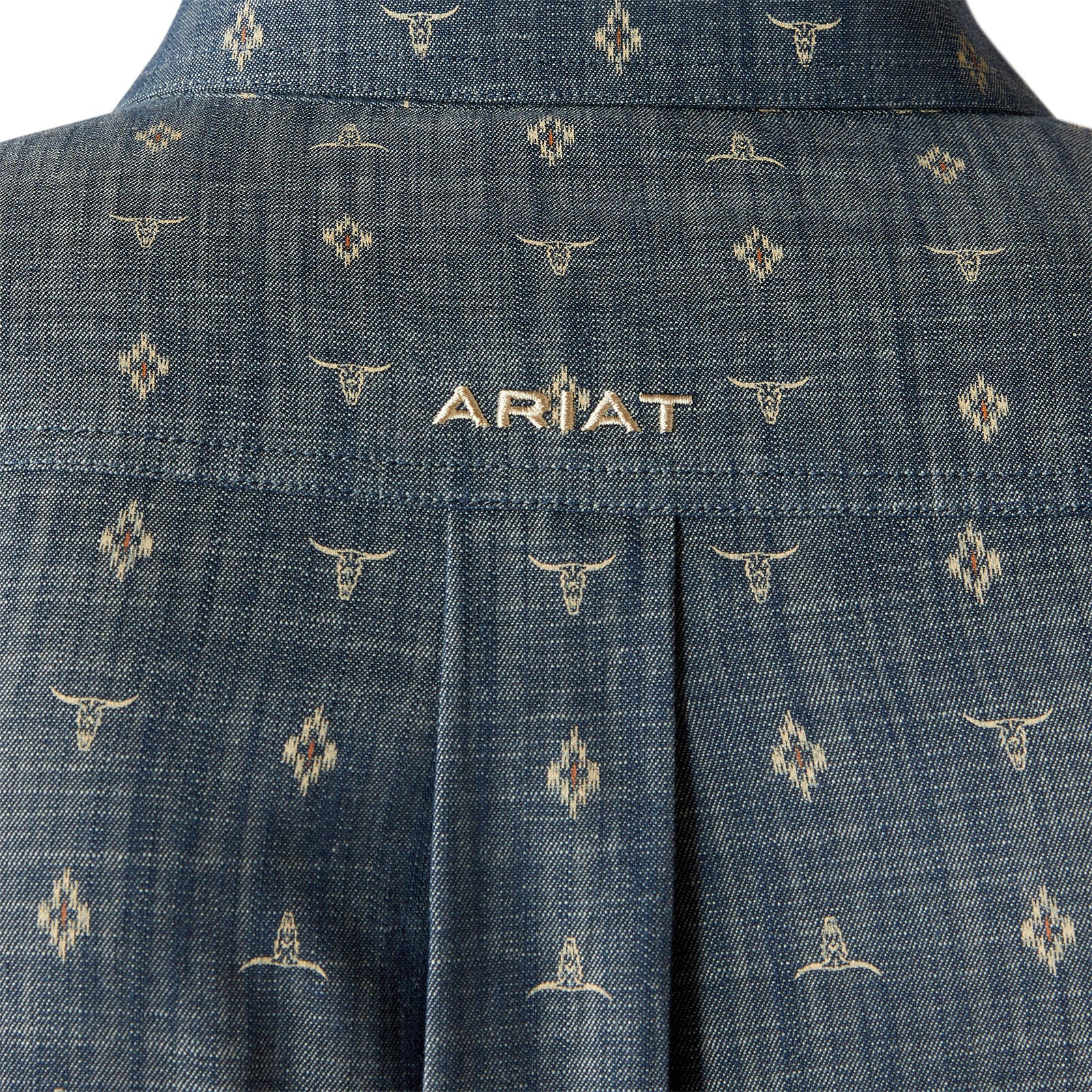 Ariat Mens Team Philibert Classic Fit L/S Shirt (10054732) Chambray Blue/Khaki