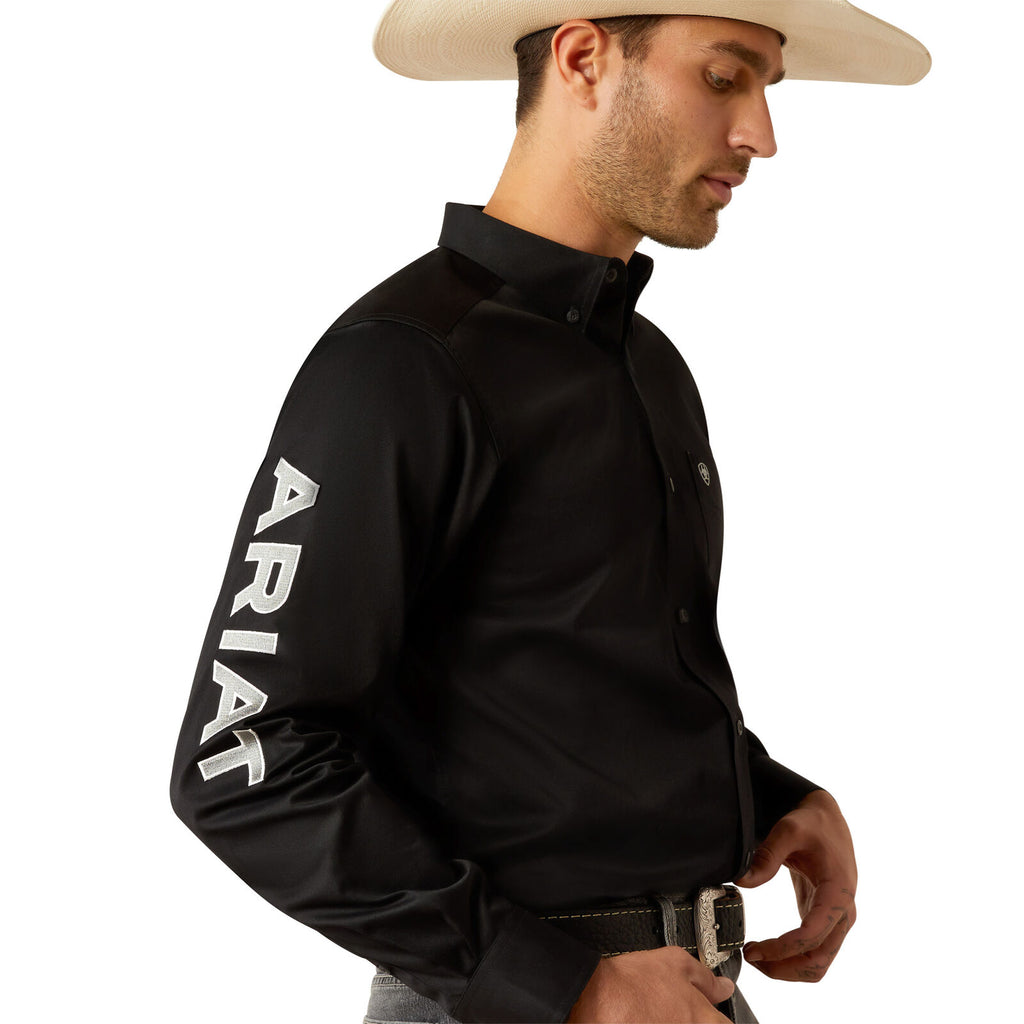 Ariat Mens Team Logo Twill L/S Shirt (10055406) Black/Grey
