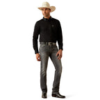 Ariat Mens Team Logo Twill L/S Shirt (10055406) Black/Grey