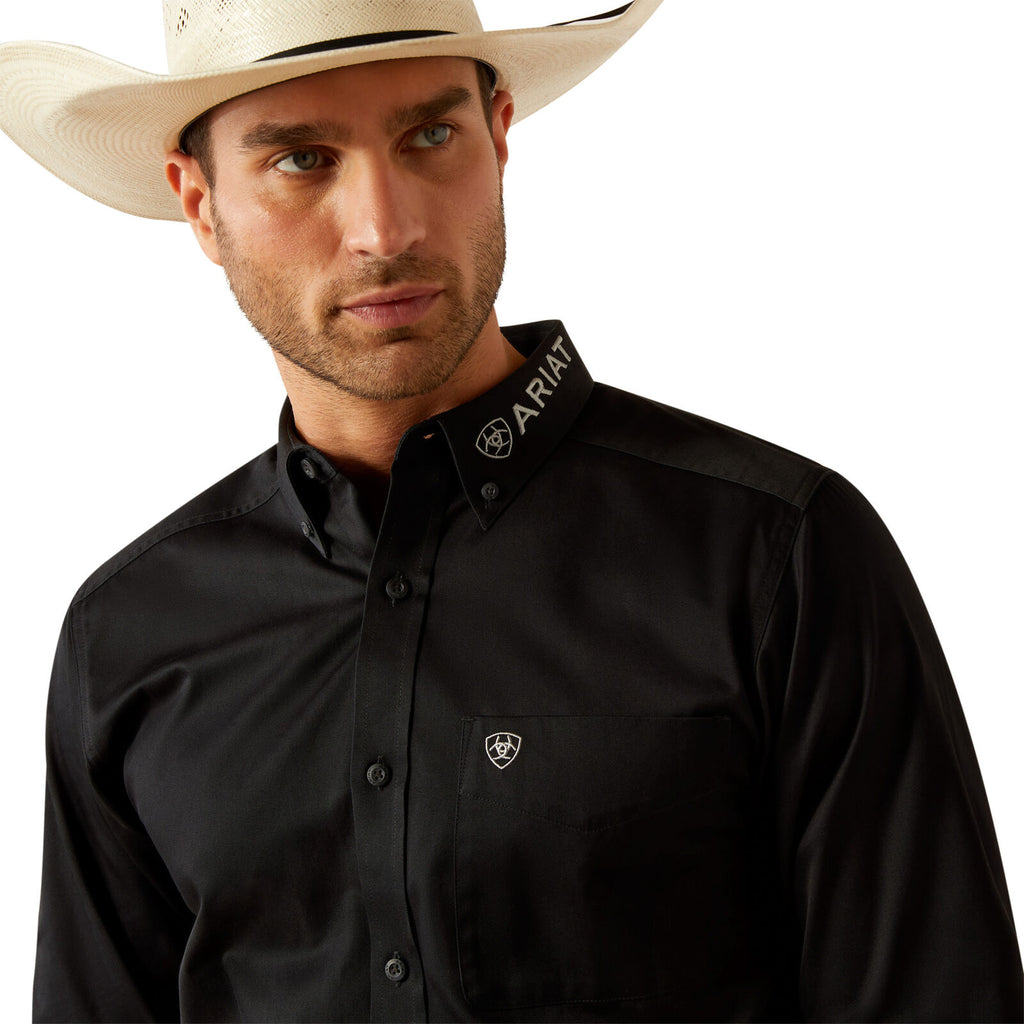 Ariat Mens Team Logo Twill L/S Shirt (10055406) Black/Grey