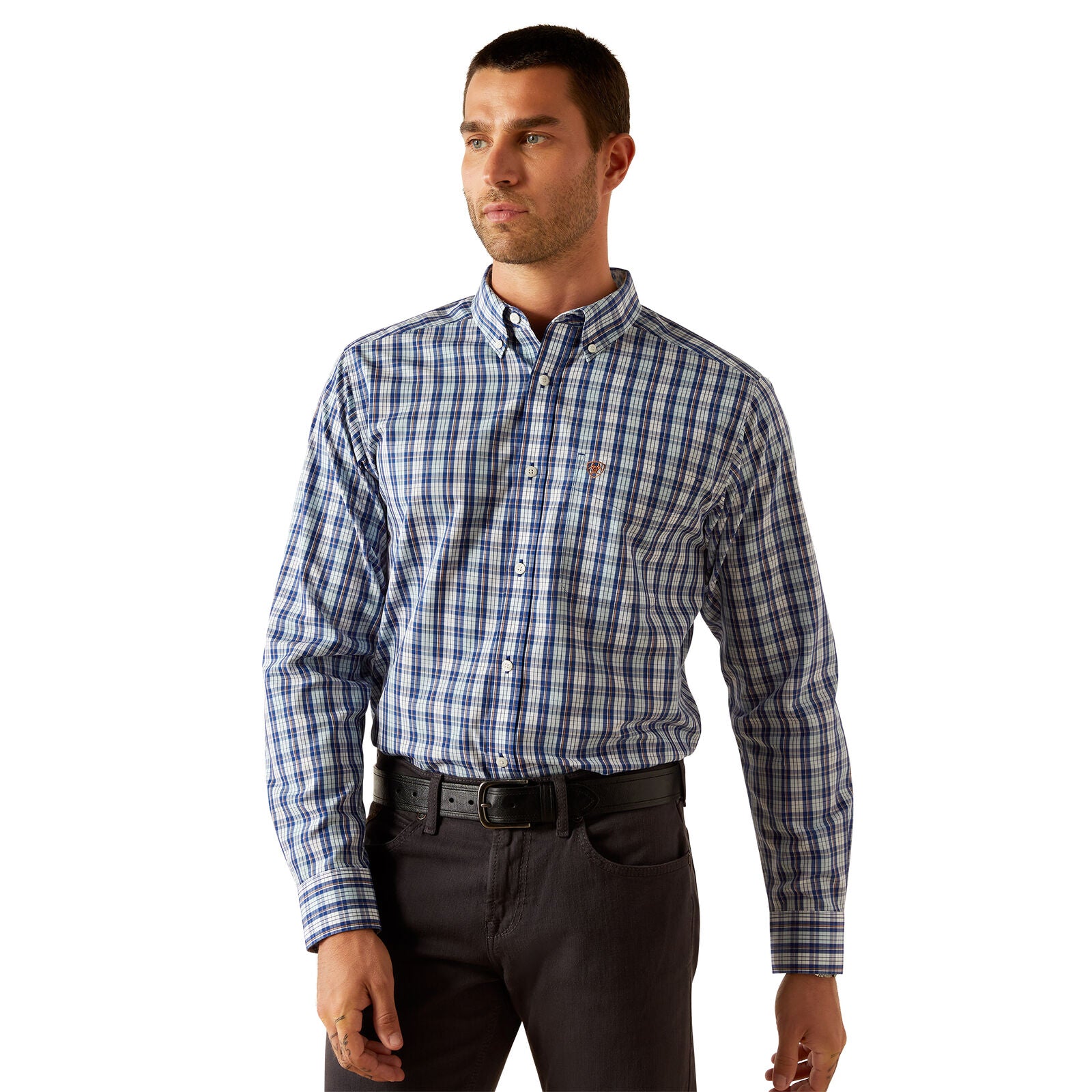 Ariat Mens Wrinkle Free Bronson Fitted L/S Shirt (10054664) Blue