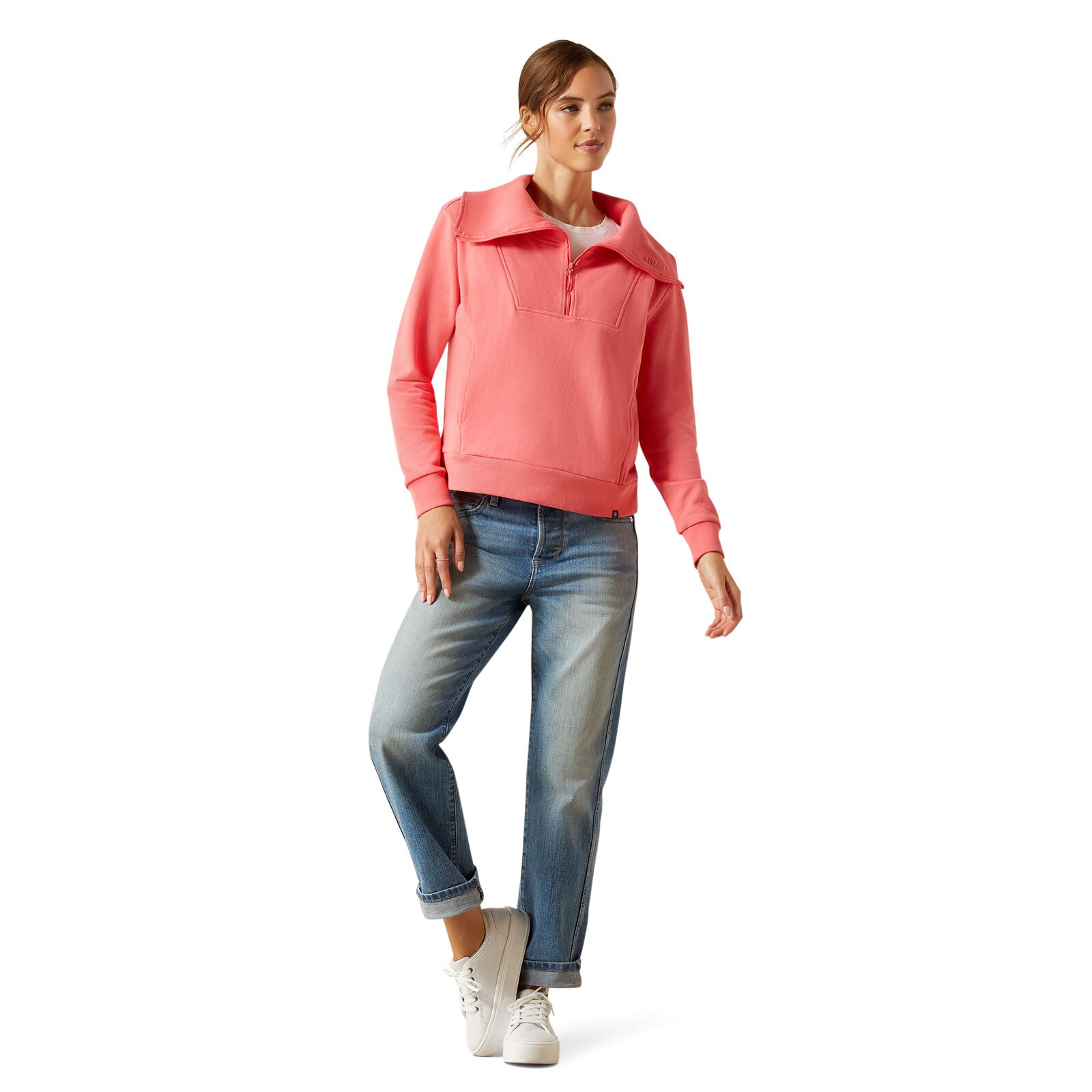 Ariat Womens Fern 1/2 Zip Sweatshirt (10055038) Coral Paradise