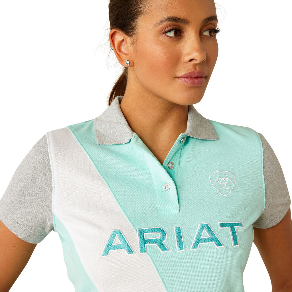 Ariat Womens Taryn Polo (10055247) Beach Glass/Electric Green
