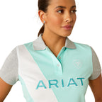 Ariat Womens Taryn Polo (10055247) Beach Glass/Electric Green