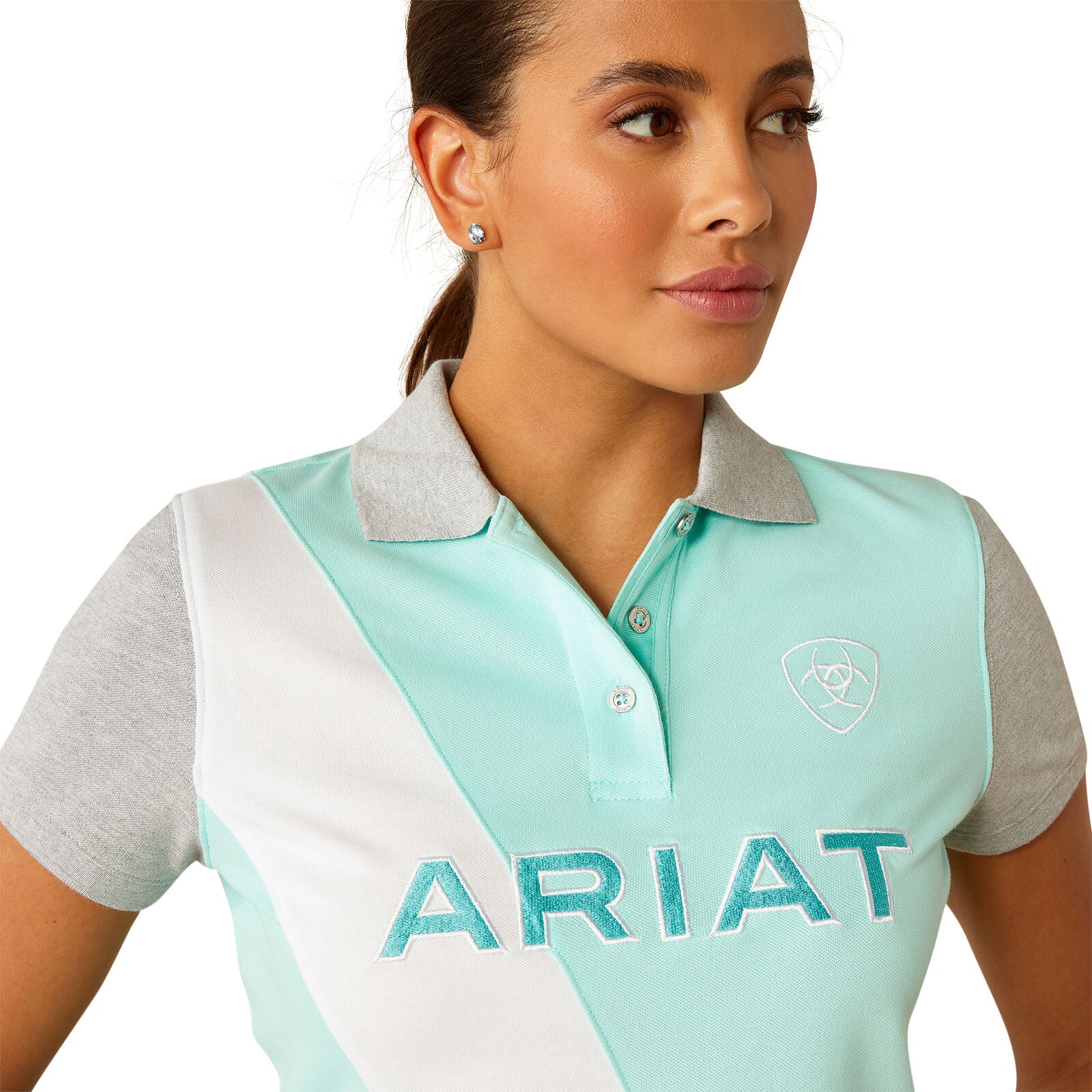 Ariat Womens Taryn Polo (10055247) Beach Glass/Electric Green
