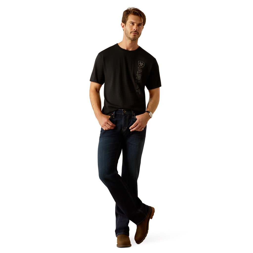 Ariat Mens Vertical Logo S/S Tee (10055149) Black/Ebony Black