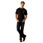 Ariat Mens Vertical Logo S/S Tee (10055149) Black/Ebony Black