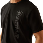 Ariat Mens Vertical Logo S/S Tee (10055149) Black/Ebony Black