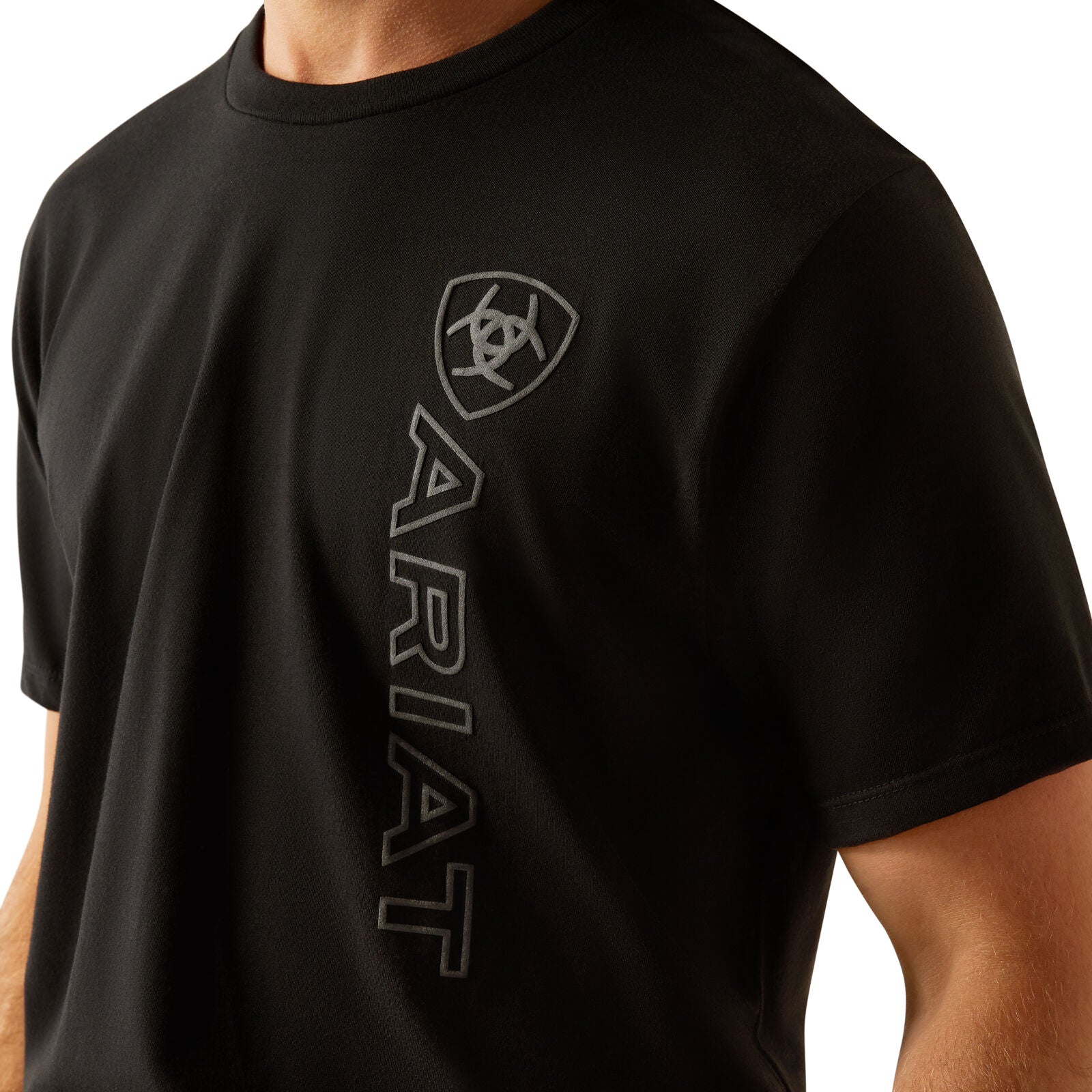Ariat Mens Vertical Logo S/S Tee (10055149) Black/Ebony Black