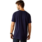 Ariat Mens Vertical Logo S/S Tee (10055150) Classic Blue/White
