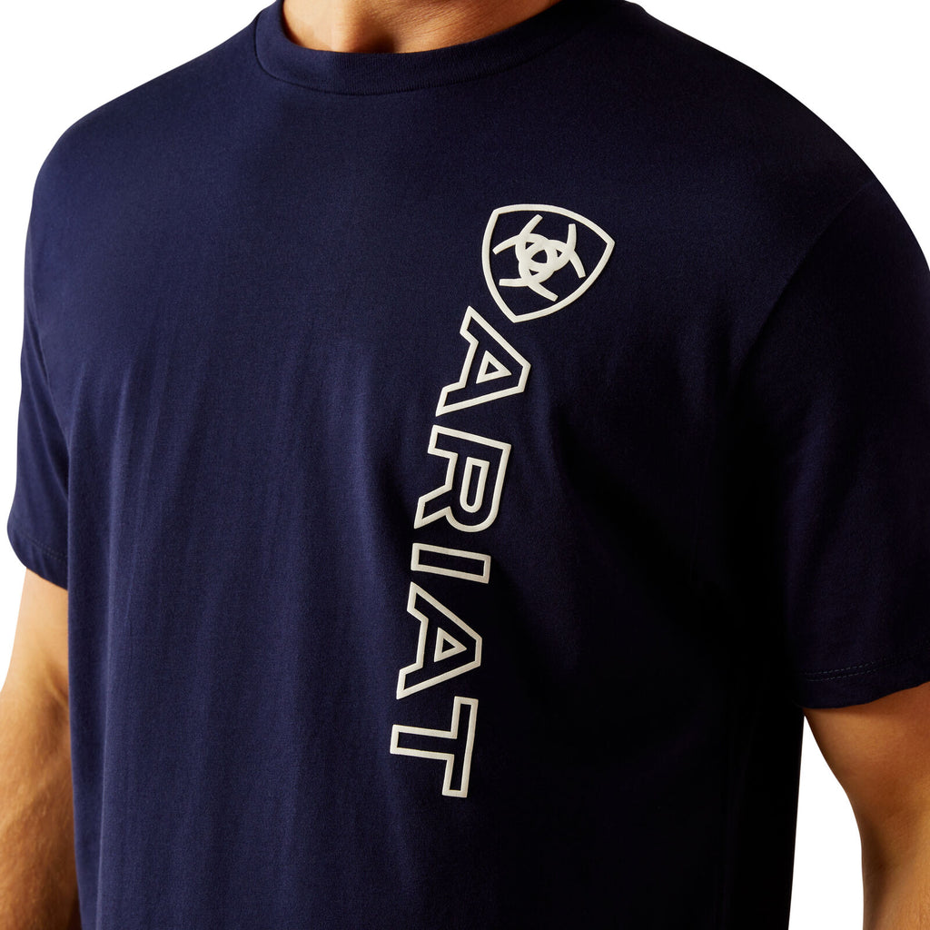 Ariat Mens Vertical Logo S/S Tee (10055150) Classic Blue/White