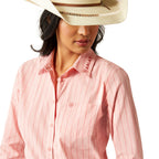 Ariat Womens Wrinkle Resistant Team Kirby Stretch L/S Shirt (10055084) Mauve Stripe