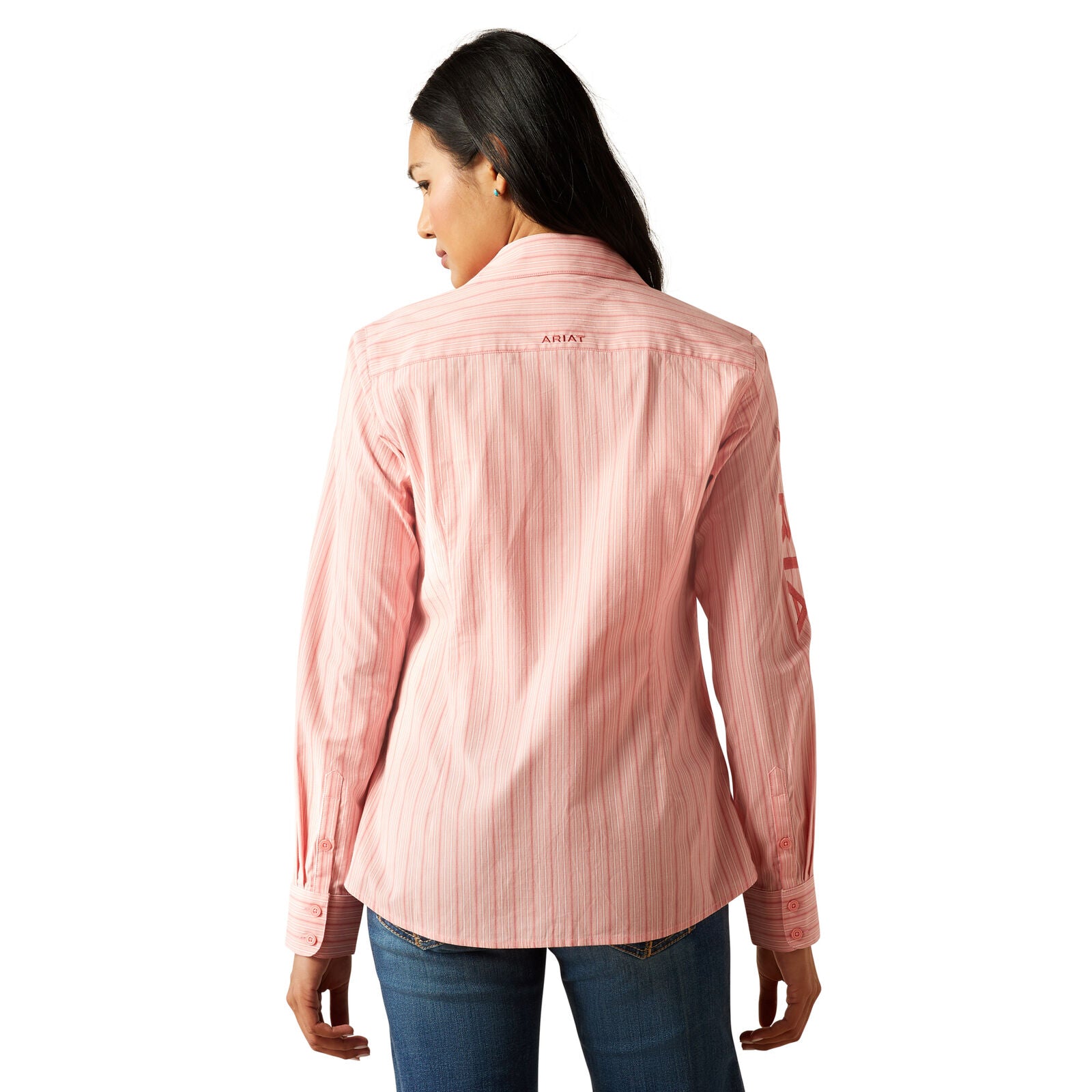 Ariat Womens Wrinkle Resistant Team Kirby Stretch L/S Shirt (10055084) Mauve Stripe
