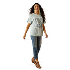 Ariat Womens Wild West Stamp S/S Tee (10055128) Bleached Blue