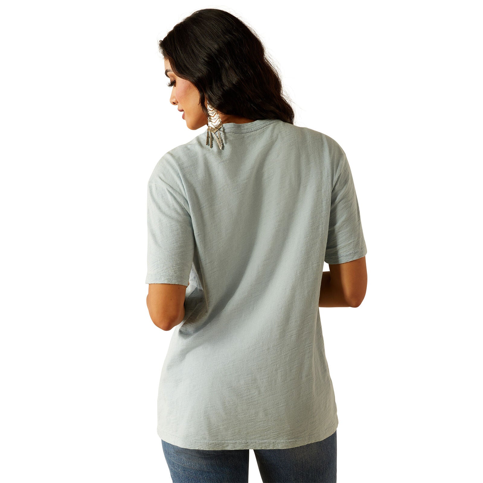 Ariat Womens Wild West Stamp S/S Tee (10055128) Bleached Blue