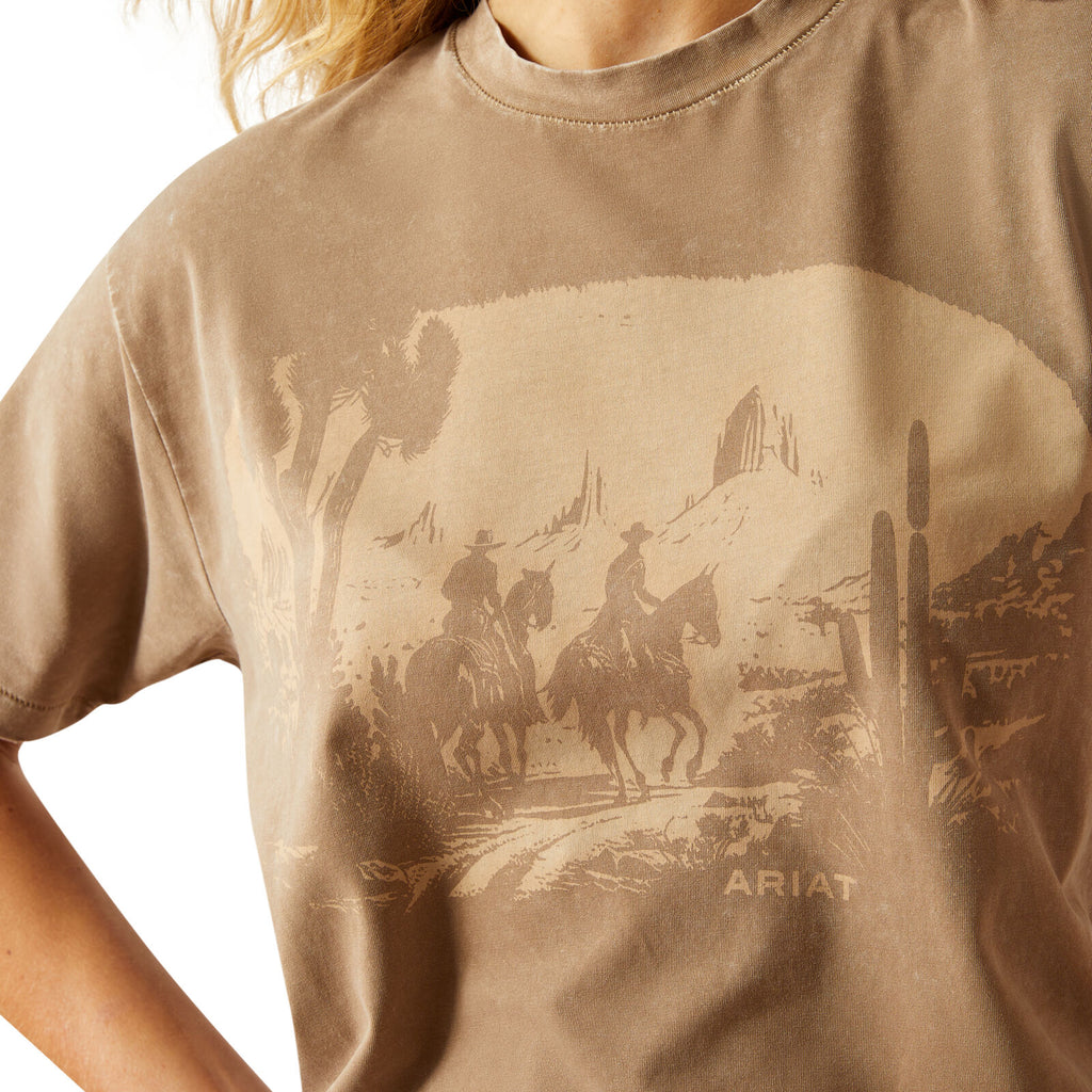 Ariat Womens Western Mural S/S Tee (10055131) Washed Griege