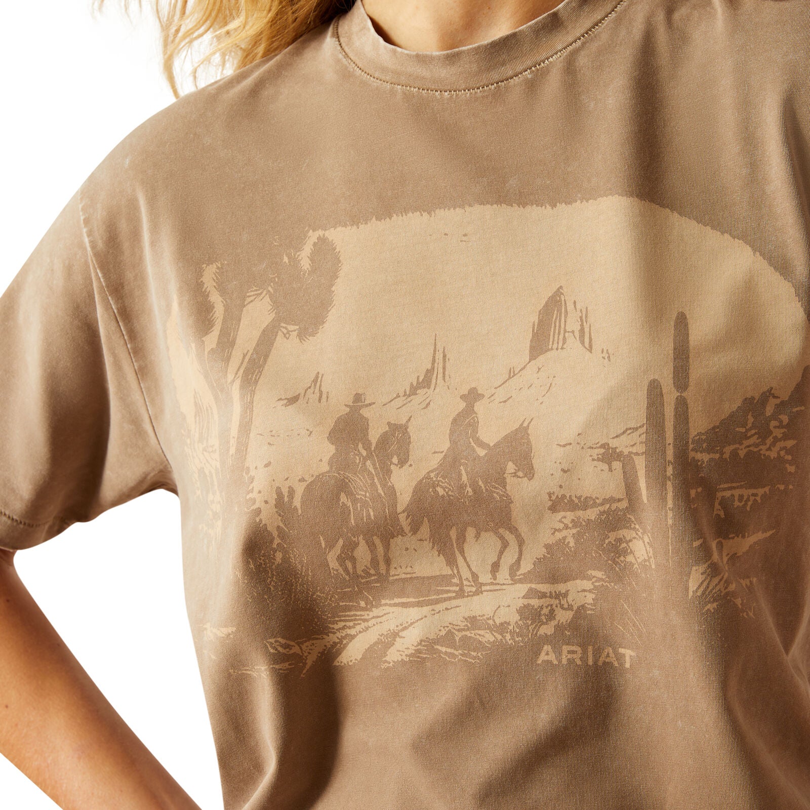 Ariat Womens Western Mural S/S Tee (10055131) Washed Griege