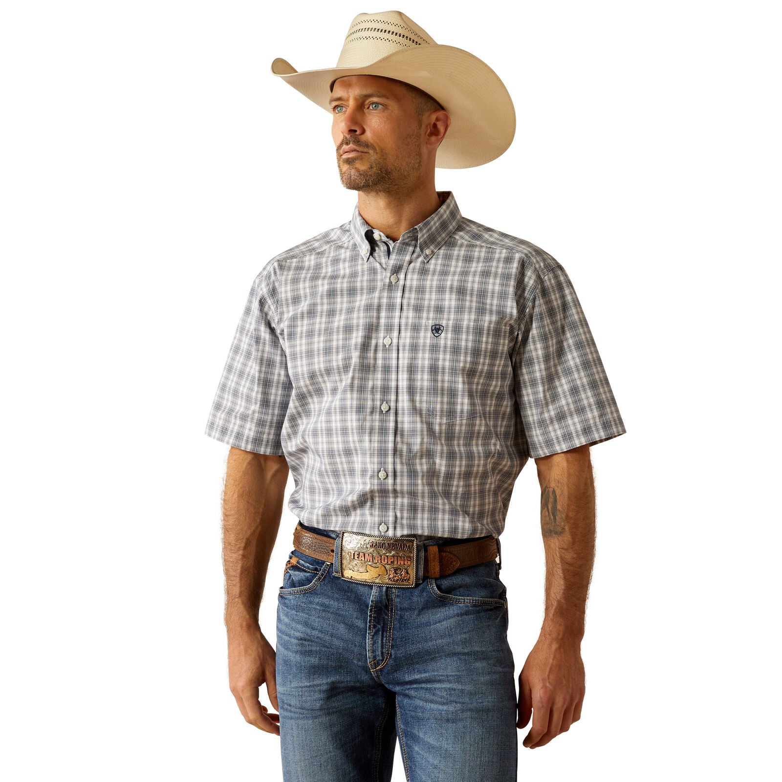 Ariat Mens Pro Series Charlie Classic Fit S/S Shirt (10054824) Navy