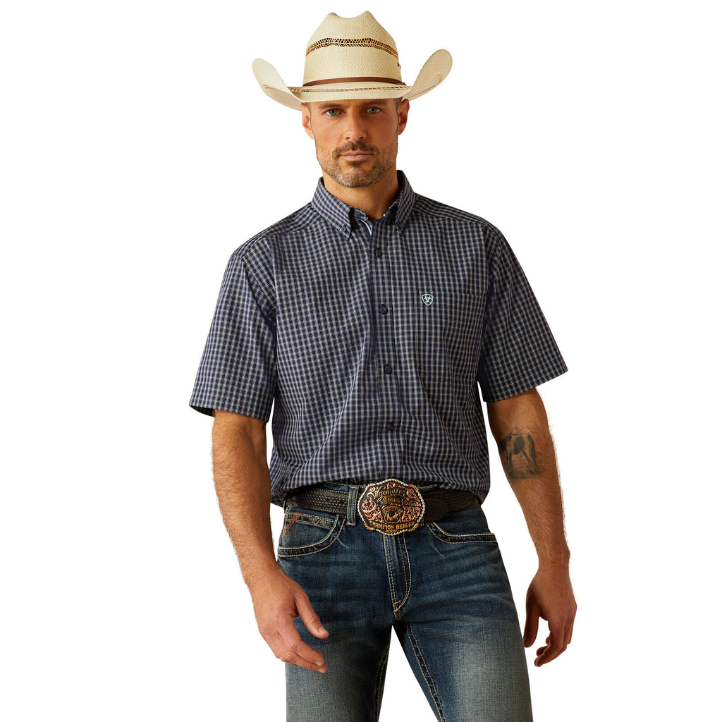 Ariat Mens Pro Series Callum Classic Fit S/S Shirt (10054822) Navy