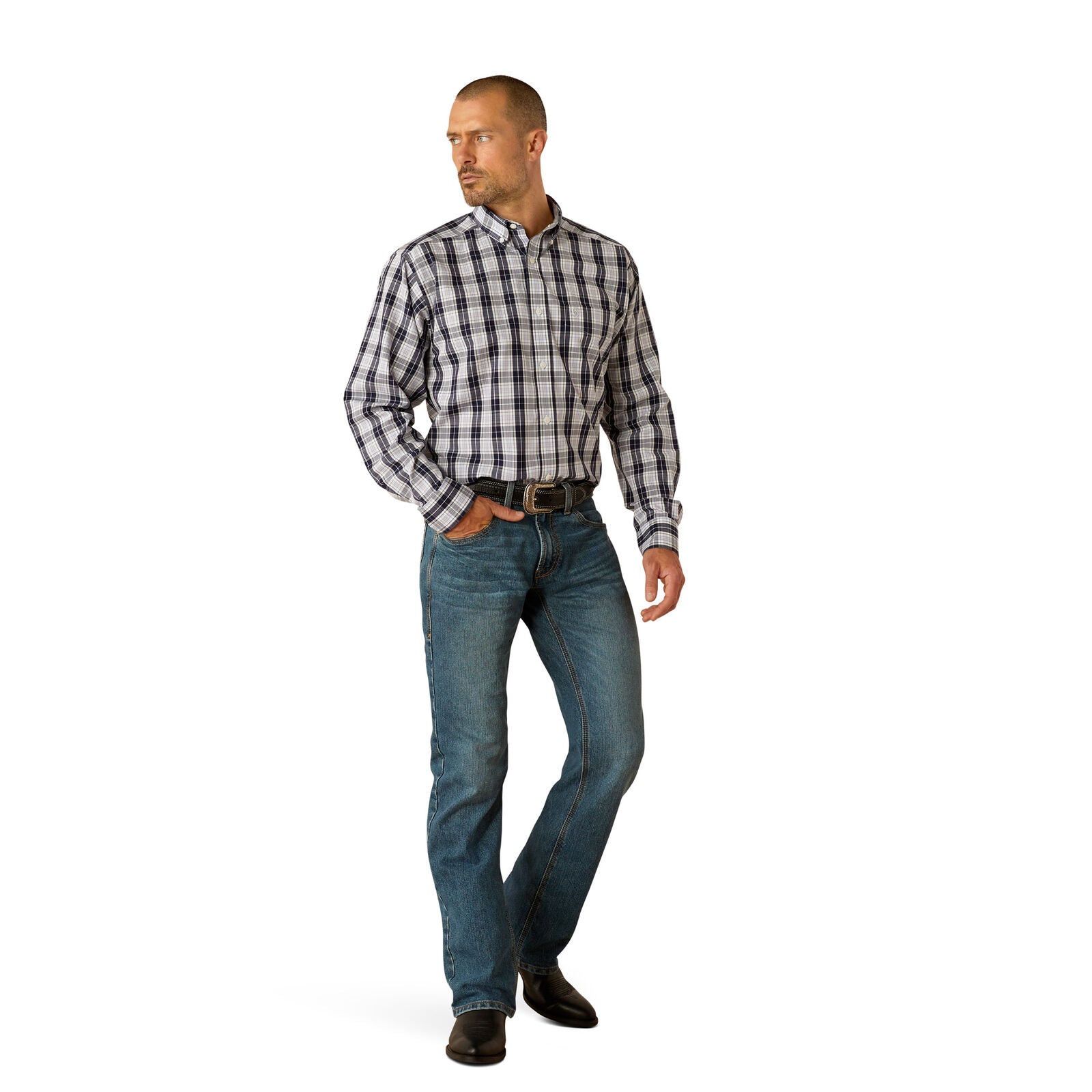 Ariat Mens Wrinkle Free Ocean Classic Fit L/S Shirt (10054827) Dark Blue