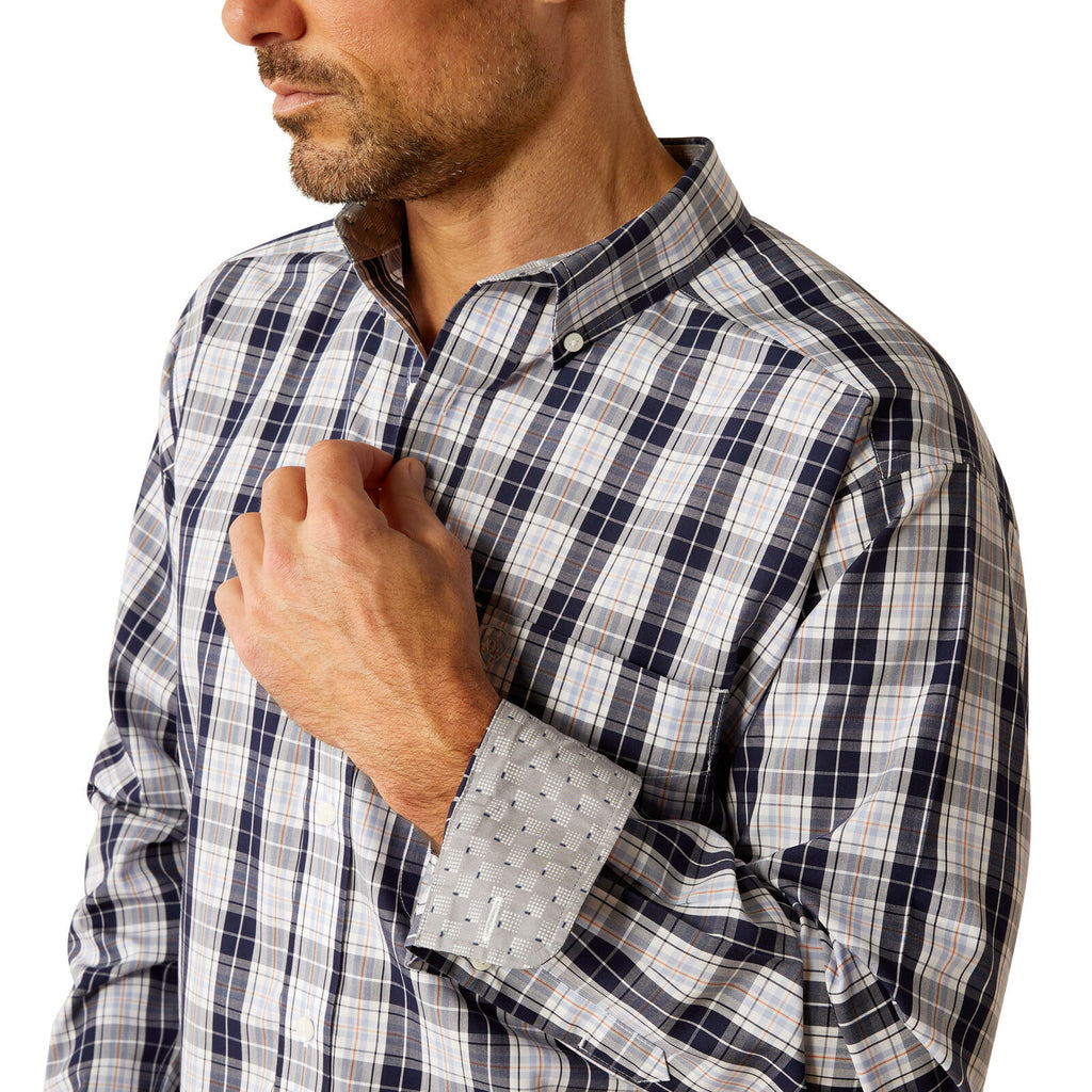 Ariat Mens Wrinkle Free Ocean Classic Fit L/S Shirt (10054827) Dark Blue