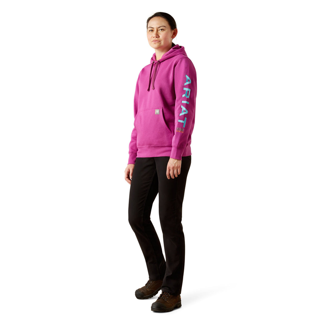 Ariat Womens Rebar Graphic Hoodie (10055112) Willowherb/Maui Blue