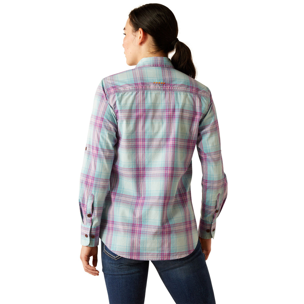 Ariat Womens Rebar Made Tough Durastretch L/S Work Shirt (10055079) Aquatic